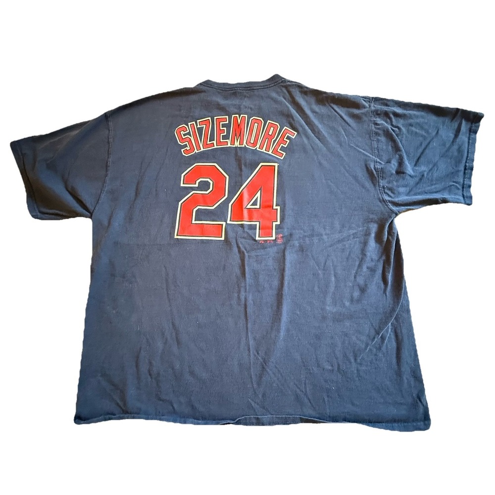 Vintage Majestic Cleveland Indians Sizemore 24 Baseball T-Shirt 2XL MLB‎
